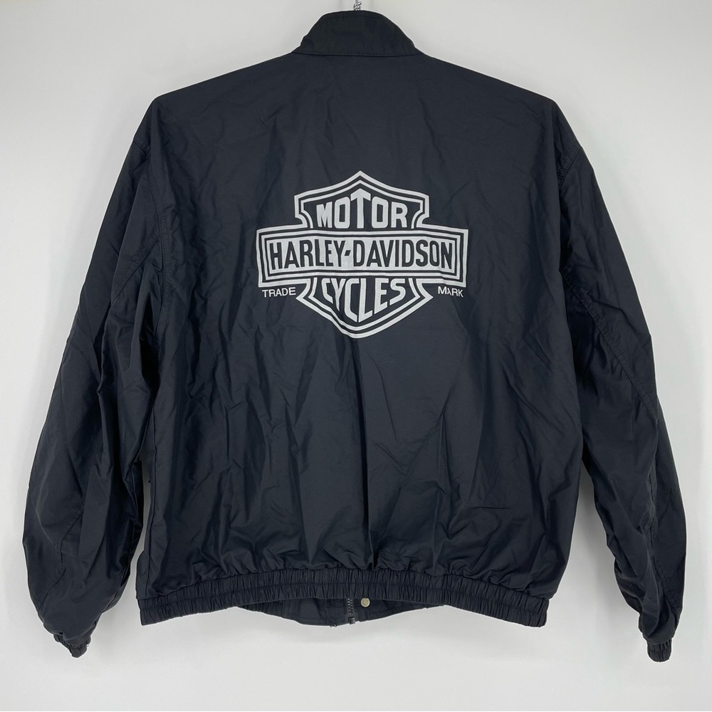 Vintage 80s Harley Davidson Soft Shell Riding Jacket High Visibility Shield XL